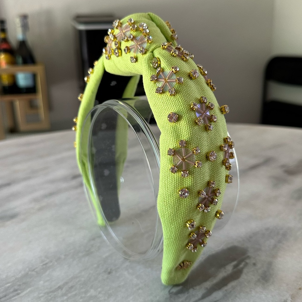 NEVER WORN. Lime Zest Fusion Crystal Pailette Knotted Headband